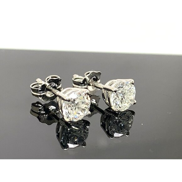 Diamond Earrings Platinum GIA Certified 1.00ctw VS2 H Natural Stud Push Back - Picture 14 of 14